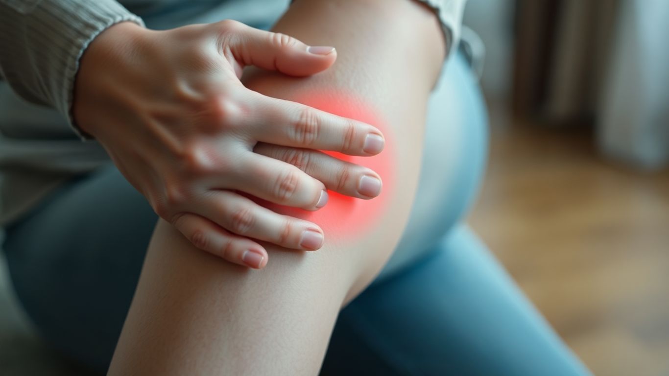 Person touchant sa jambe avec une sensation de chaleur