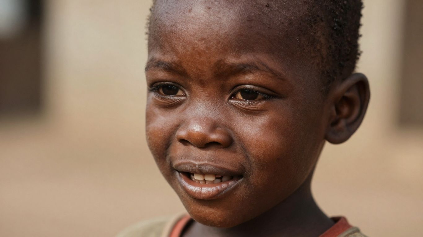 Enfant africain malade cherchant de l'aide médicale.